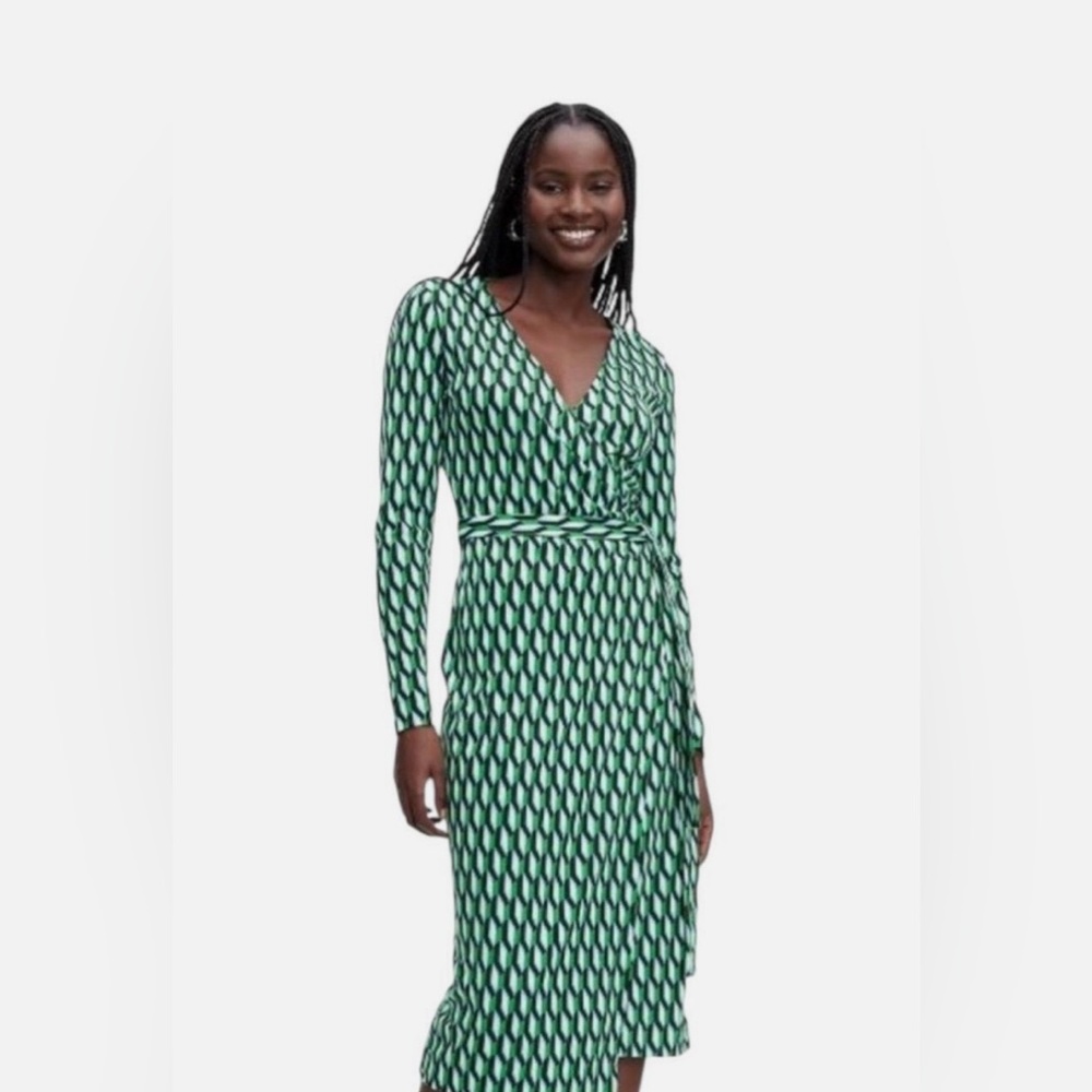 DVF x Target Arrow Print Wrap Dress Midi Green XS Limited Edition Sold Out